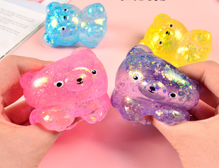 Accessories, Toys - Cute Glitter Bear Squishy Squeeze Toy Fidget Toy - - Cultured Cloths Apparel