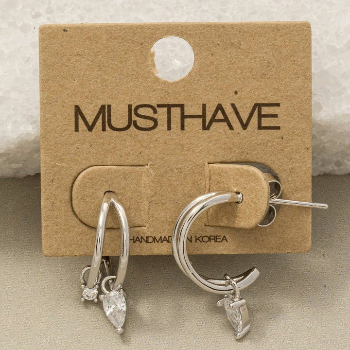 Accessories, Earrings - Gold Dipped Cz Two Row Hoop Earrings - - Cultured Cloths Apparel
