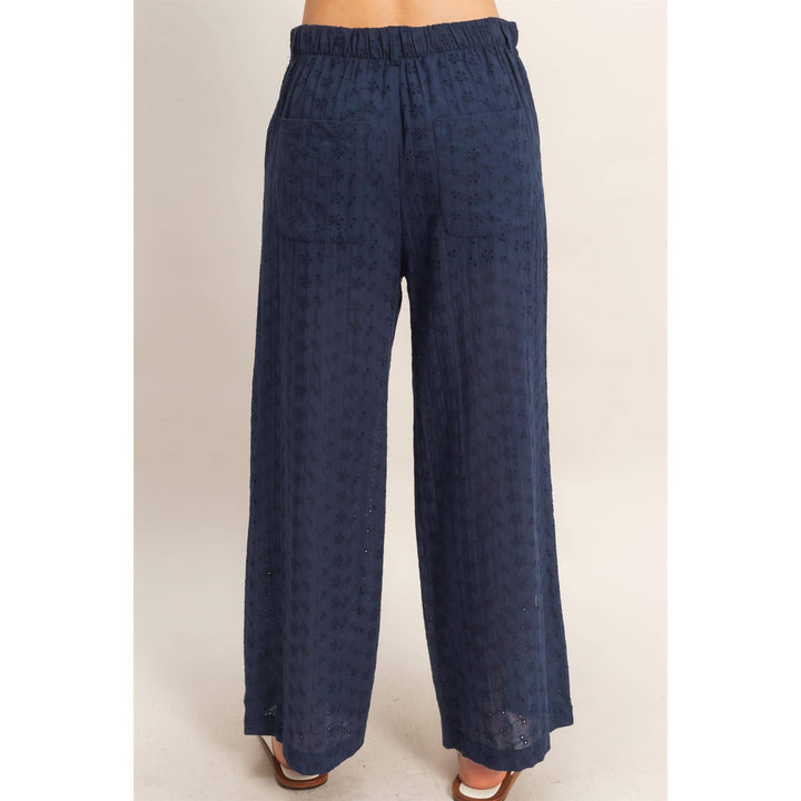 Olive Floral Eyelet Pants