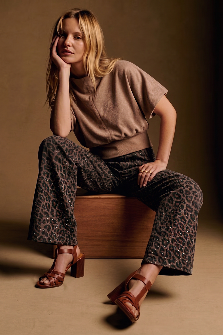 Leopard Colette Cropped Rhinestone Pants