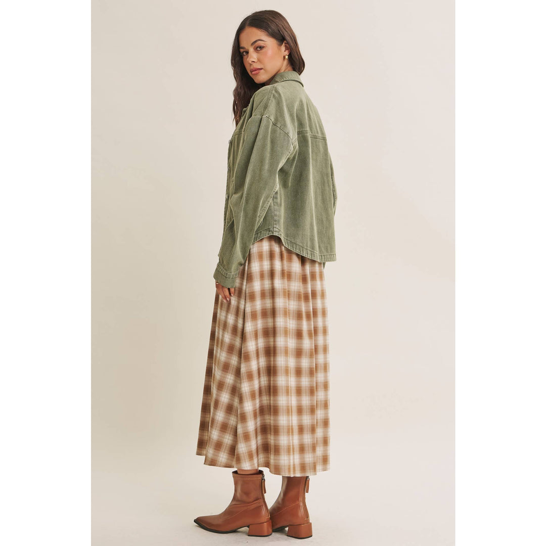 Women's Dresses - GOLDEN FIELD PLAID SMOCKED MIDI DRESS WITH CONTRAST BOW - - Cultured Cloths Apparel