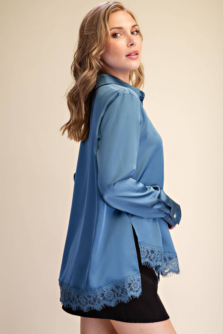 Lace Satin Effect Shirt