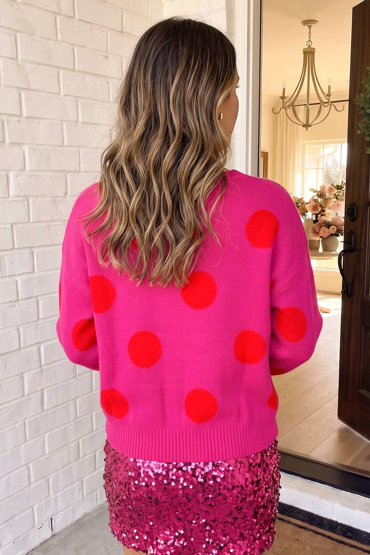 Cozy Polka Dot Crew Neck Sweater (S-XL)