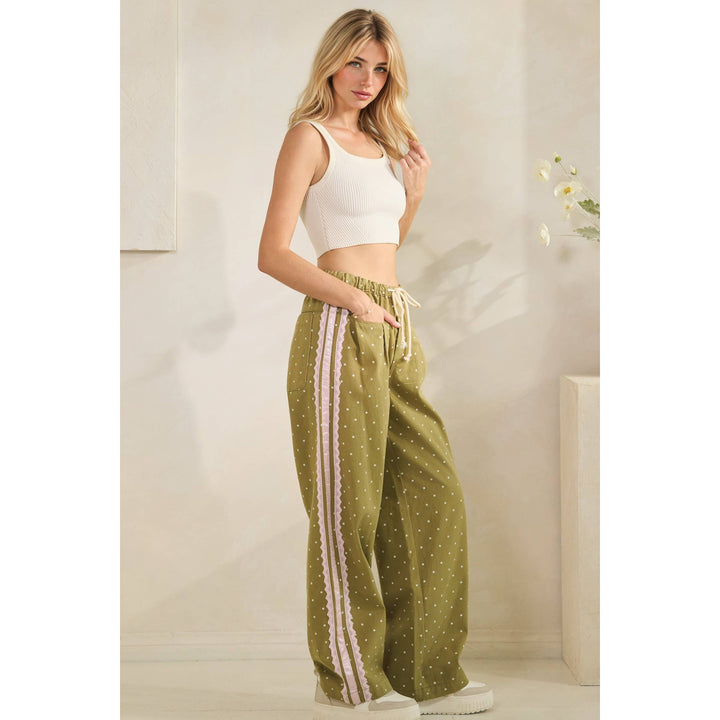 Pants - Polka Dot Pants with Satin Contrast Accents - - Cultured Cloths Apparel