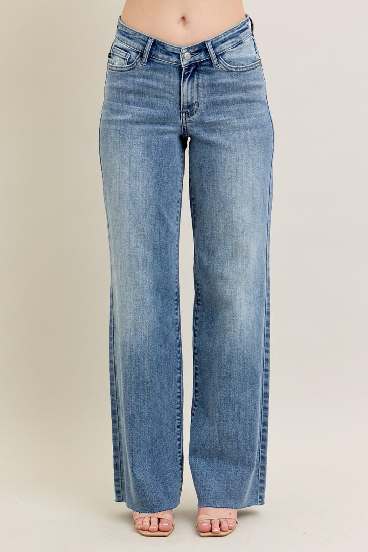 Denim - Judy Blue Full Size V - Front Baggy Jeans - MD - Cultured Cloths Apparel