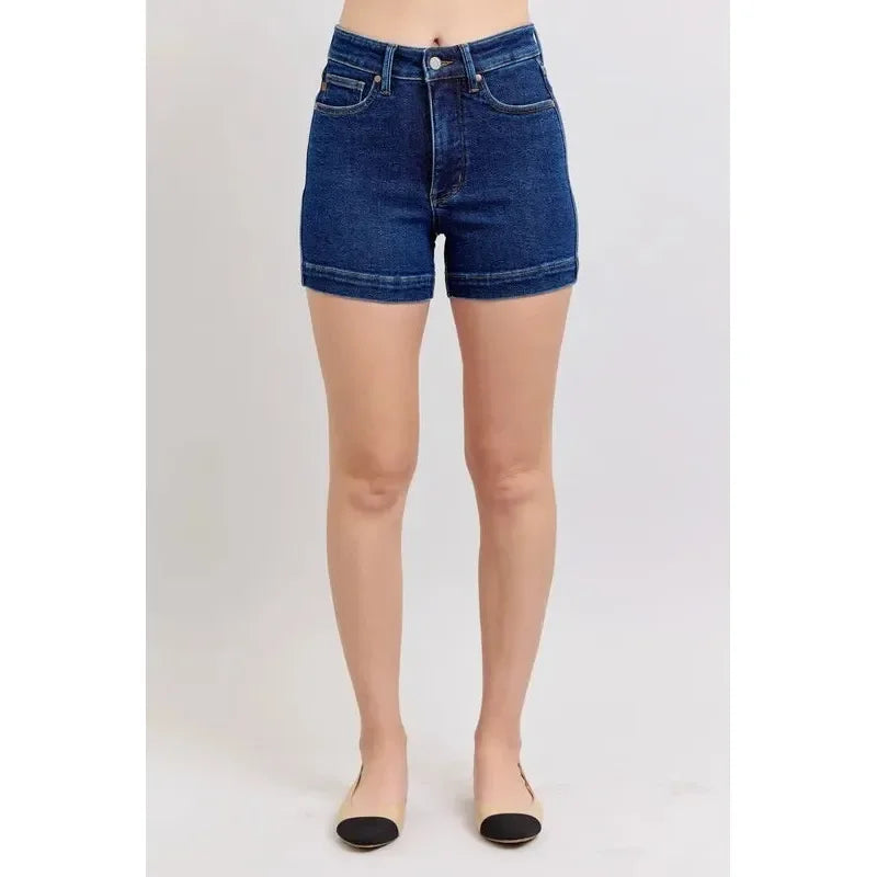 Women's Shorts - Judy Blue Full Size High Waist Tummy Control Denim Shorts - - Cultured Cloths Apparel