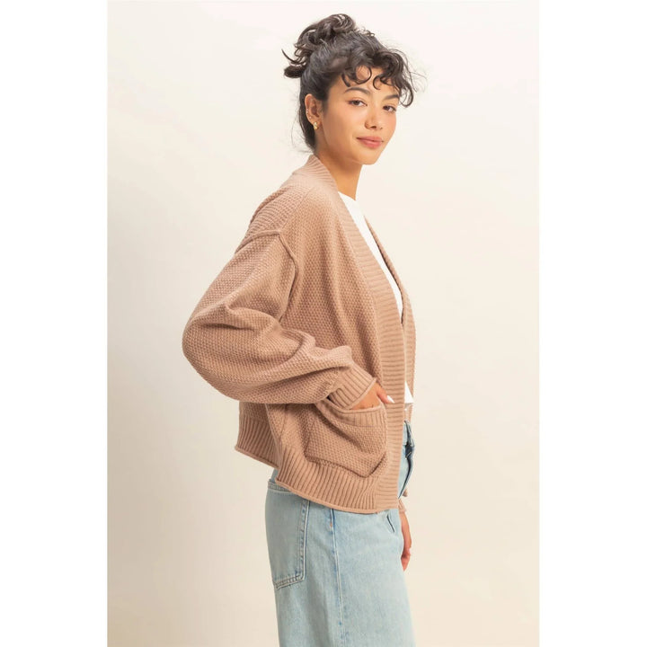 Outerwear - Oversized Textued Knit Cardigan Sweater - - Cultured Cloths Apparel