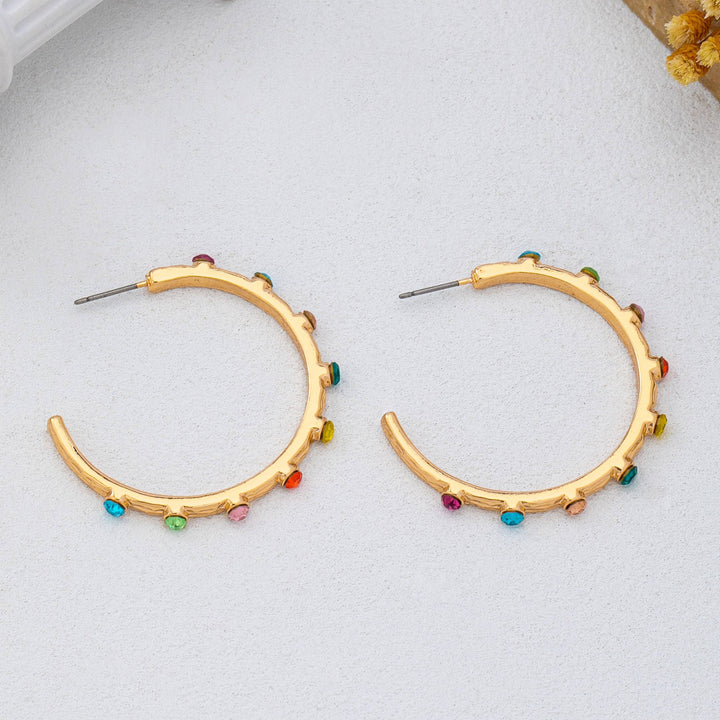 Accessories, Earrings - Multi Color Gemstone Hoop Earrings | 80E62415 - - Cultured Cloths Apparel