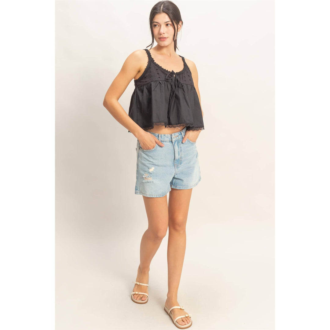 Scalloped Lace Trim Tank Top