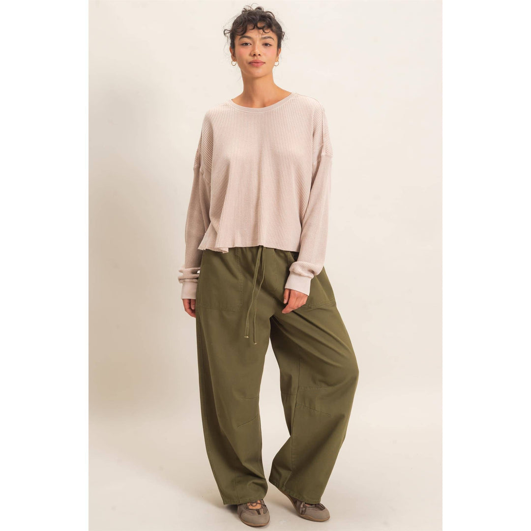 Mineral Wash Waffle Open Back Top