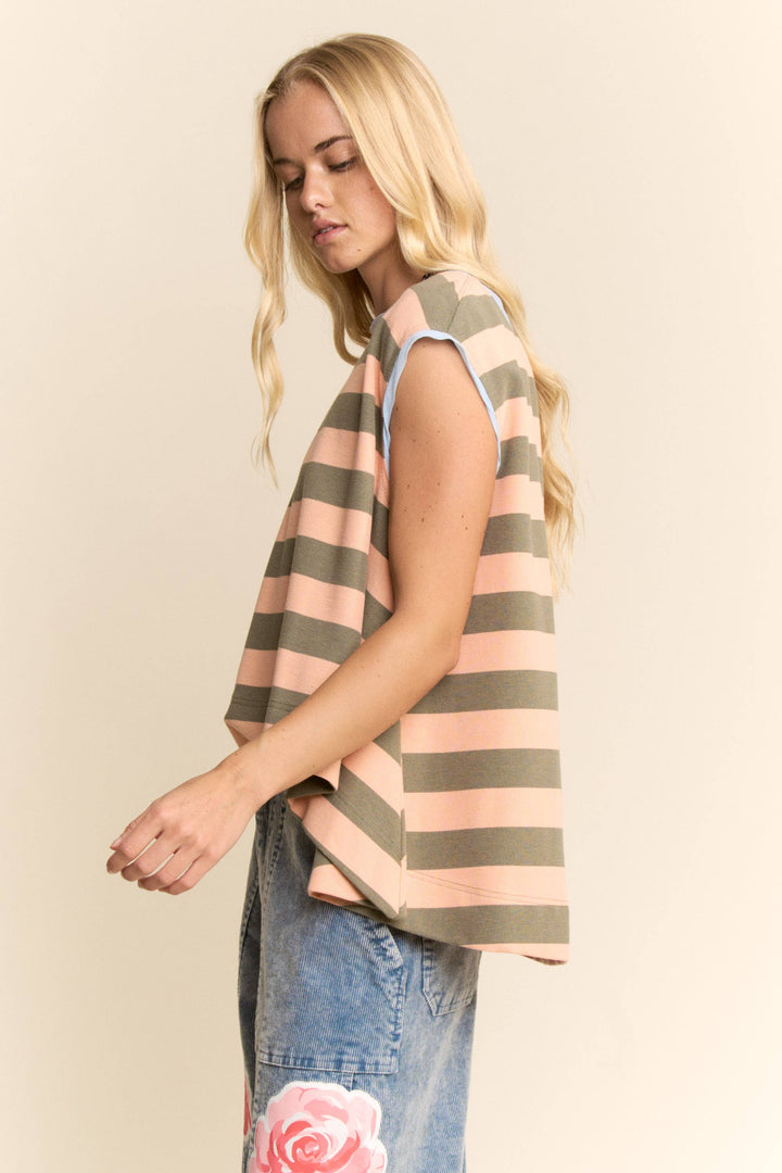 STRIPED SLEEVELESS RELAXED FIT TOP