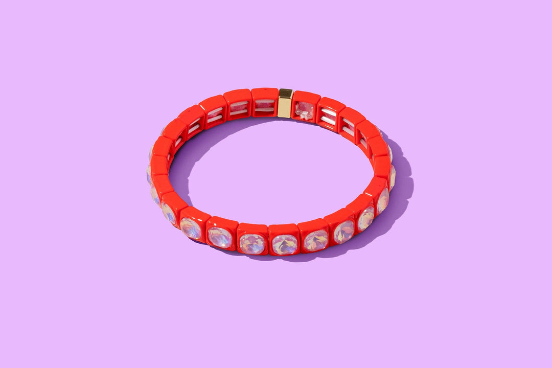 Accessories, Bracelets - Enamel Stretch Bracelet - Small Gems - Zoe - Assorted Colors - - Cultured Cloths Apparel
