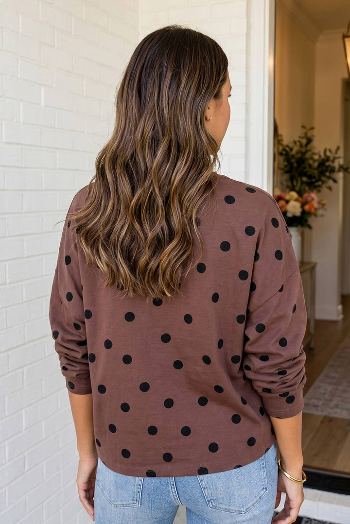 Polka Dot Button Front Casual Shift Cardigan (S-XL)