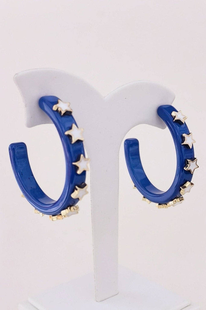 Accessories, Earrings - JE23129 Gameday Hoop Earring with Star - - Cultured Cloths Apparel