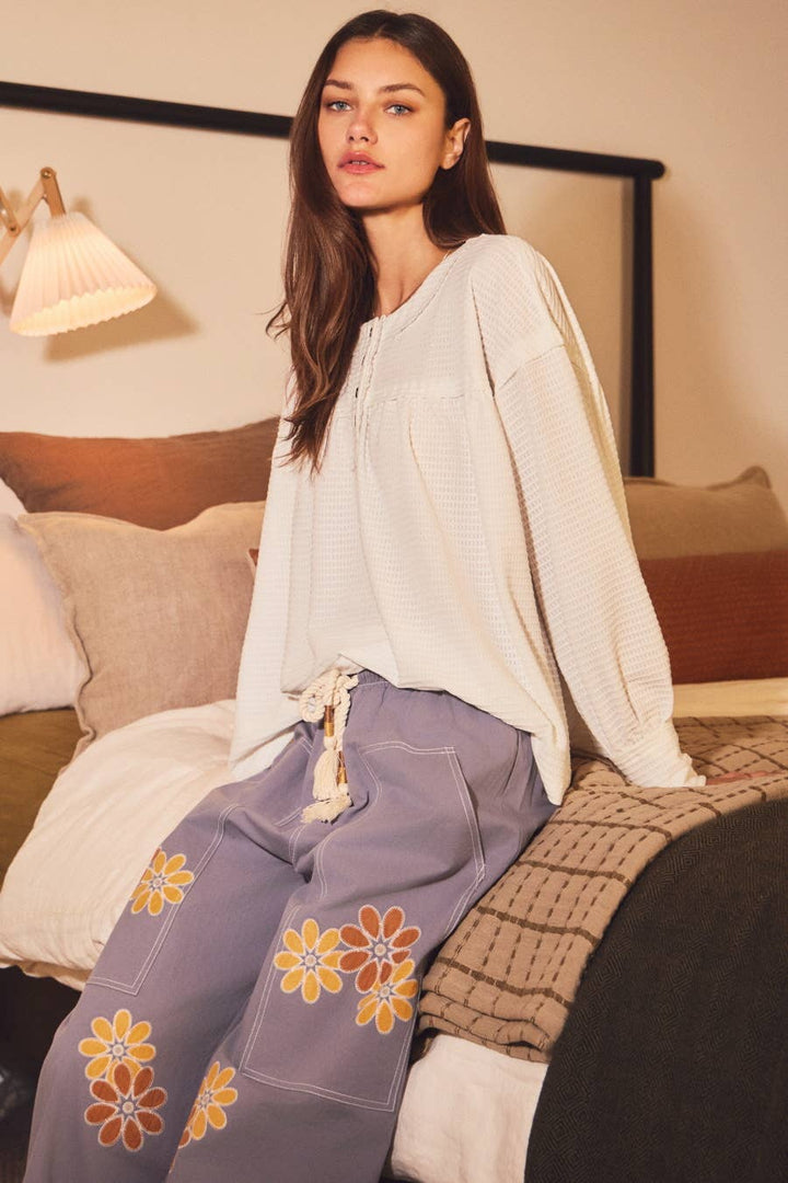 Pants - Floral Relaxed-fit Cropped Pants - - Cultured Cloths Apparel