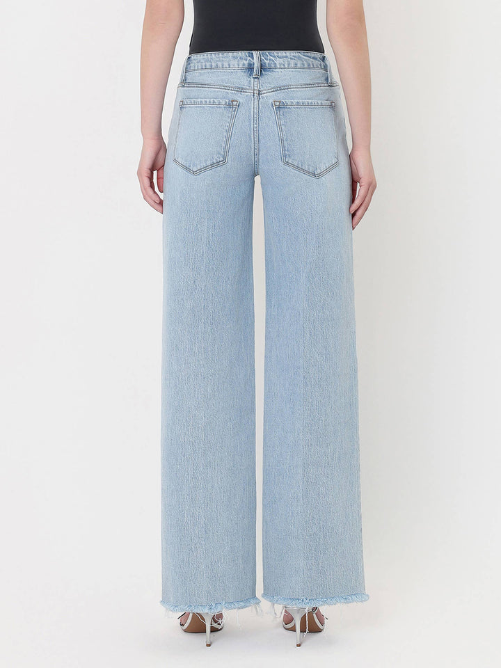 Denim - HIGH RISE TROUSER FOLD CREASED WIDE JEANS - - Cultured Cloths Apparel