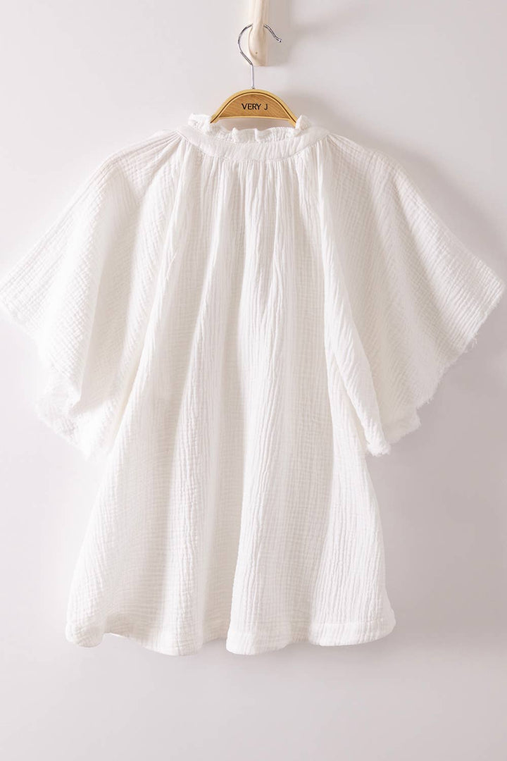 Mineral Washed Gauze Blouse Top