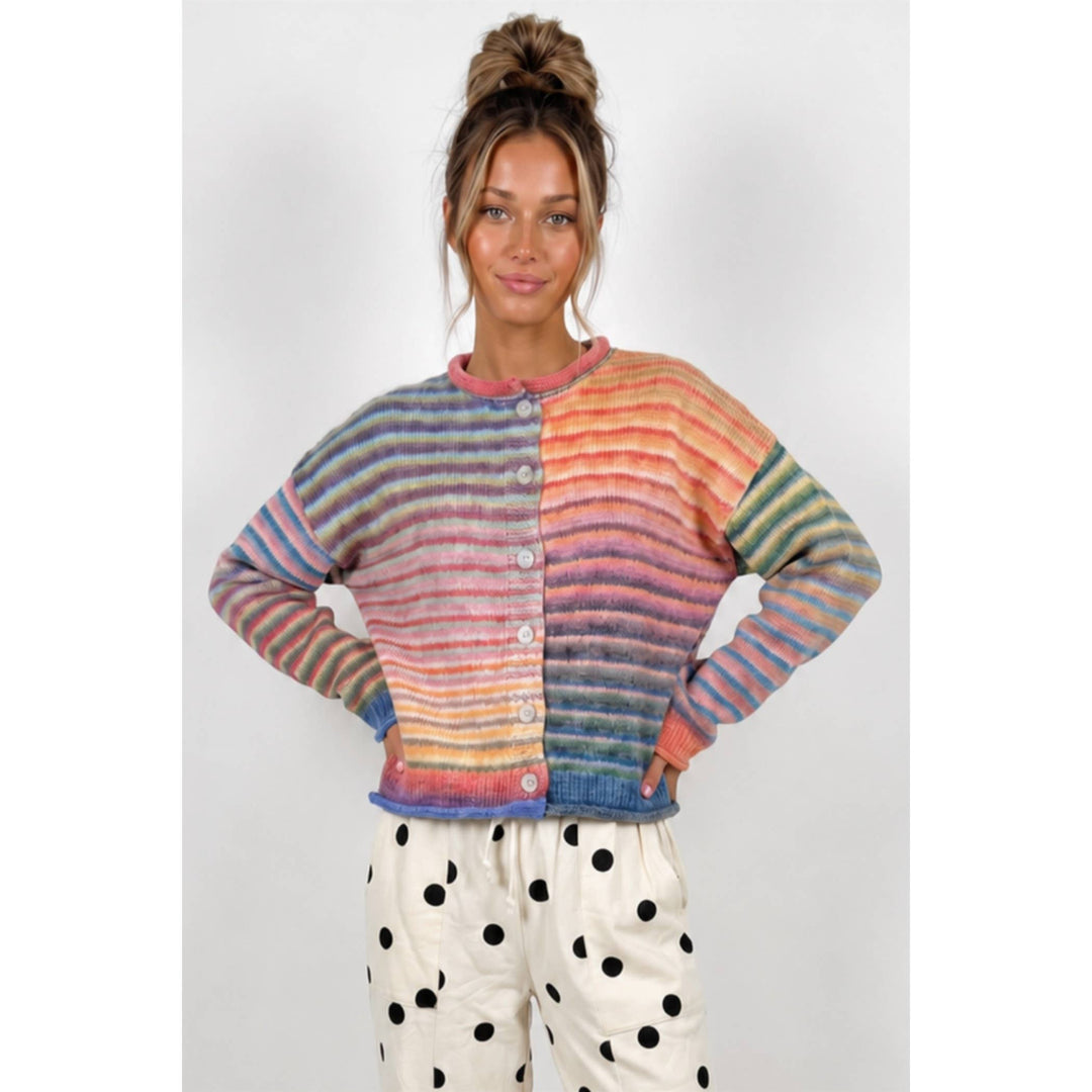 Multi color button up cardigan