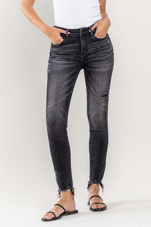 Denim - Lovervet Raw Hem Cropped Skinny Jeans - Black - Cultured Cloths Apparel