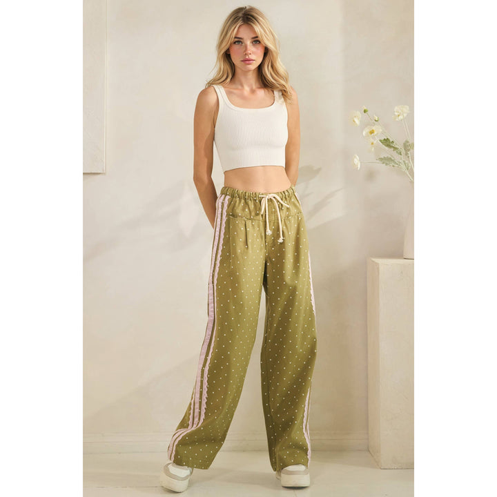 Pants - Polka Dot Pants with Satin Contrast Accents - - Cultured Cloths Apparel