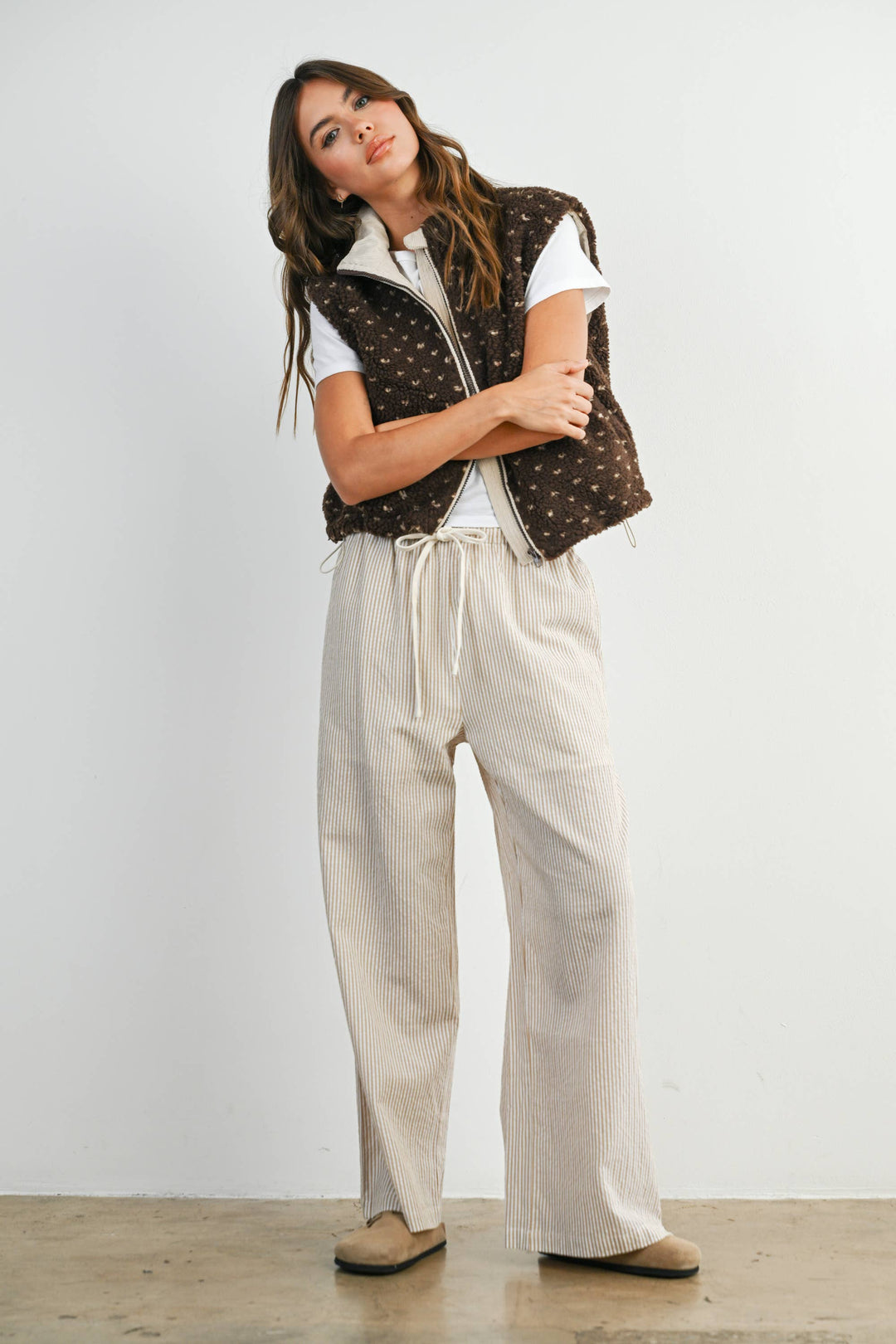 Pants - Drawstring Waist Striped Pants - - Cultured Cloths Apparel