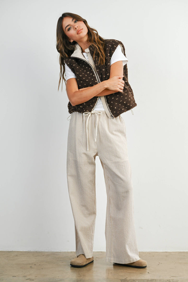 Pants - Drawstring Waist Striped Pants - - Cultured Cloths Apparel