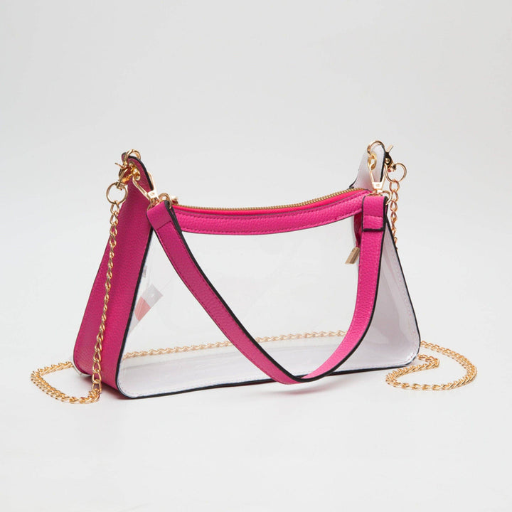 - Marilyn Clear Satchel Bag With Chain Strap - - Cultured Cloths Apparel