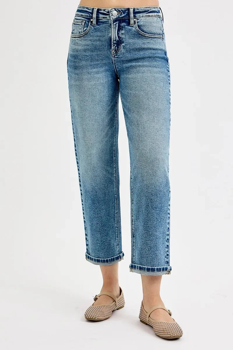 Denim - RISEN Full Size High Rise Crop Boyfriend Jeans - - Cultured Cloths Apparel