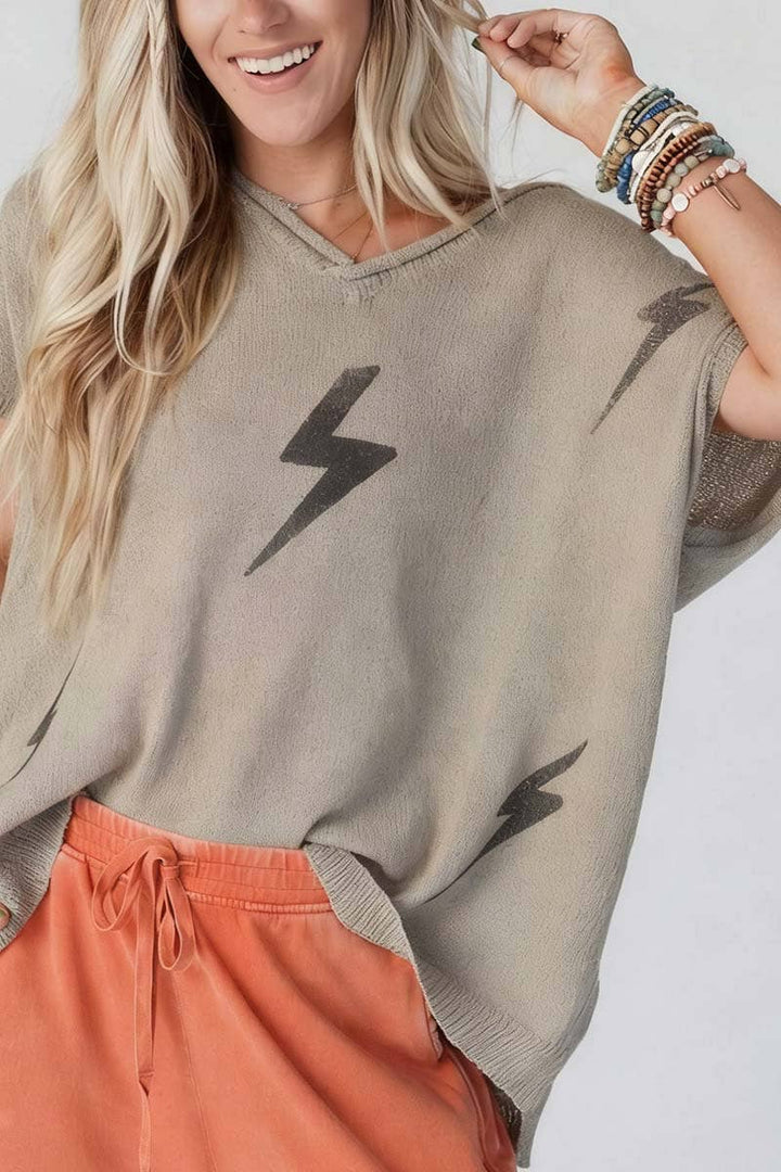 Women's Short Sleeve - Lightning Bolt Short Sleeve Sweater - - Cultured Cloths Apparel