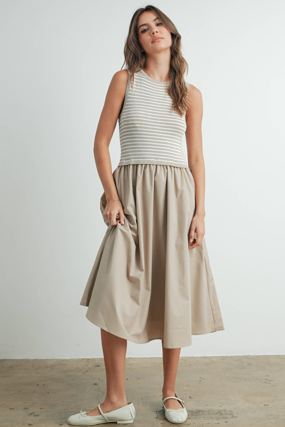 Dresses - Striped Sleeveless Maxi Dress with PocketS - - Cultured Cloths Apparel