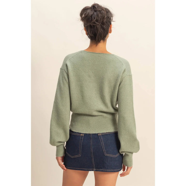 Women's Sweaters - Surplice V Neck Sweater - - Cultured Cloths Apparel