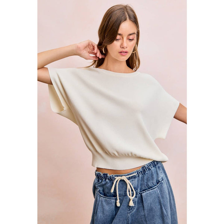 Women's Short Sleeve - SHORT DOLMAN SLEEVES LIGHTWEIGHT SOFT KNIT TOP - - Cultured Cloths Apparel