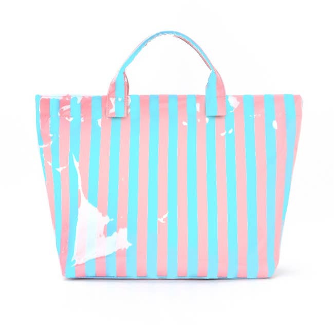Accessories, Bags - Large Striped Vinyl Tote Bags | 40P595 - - Cultured Cloths Apparel