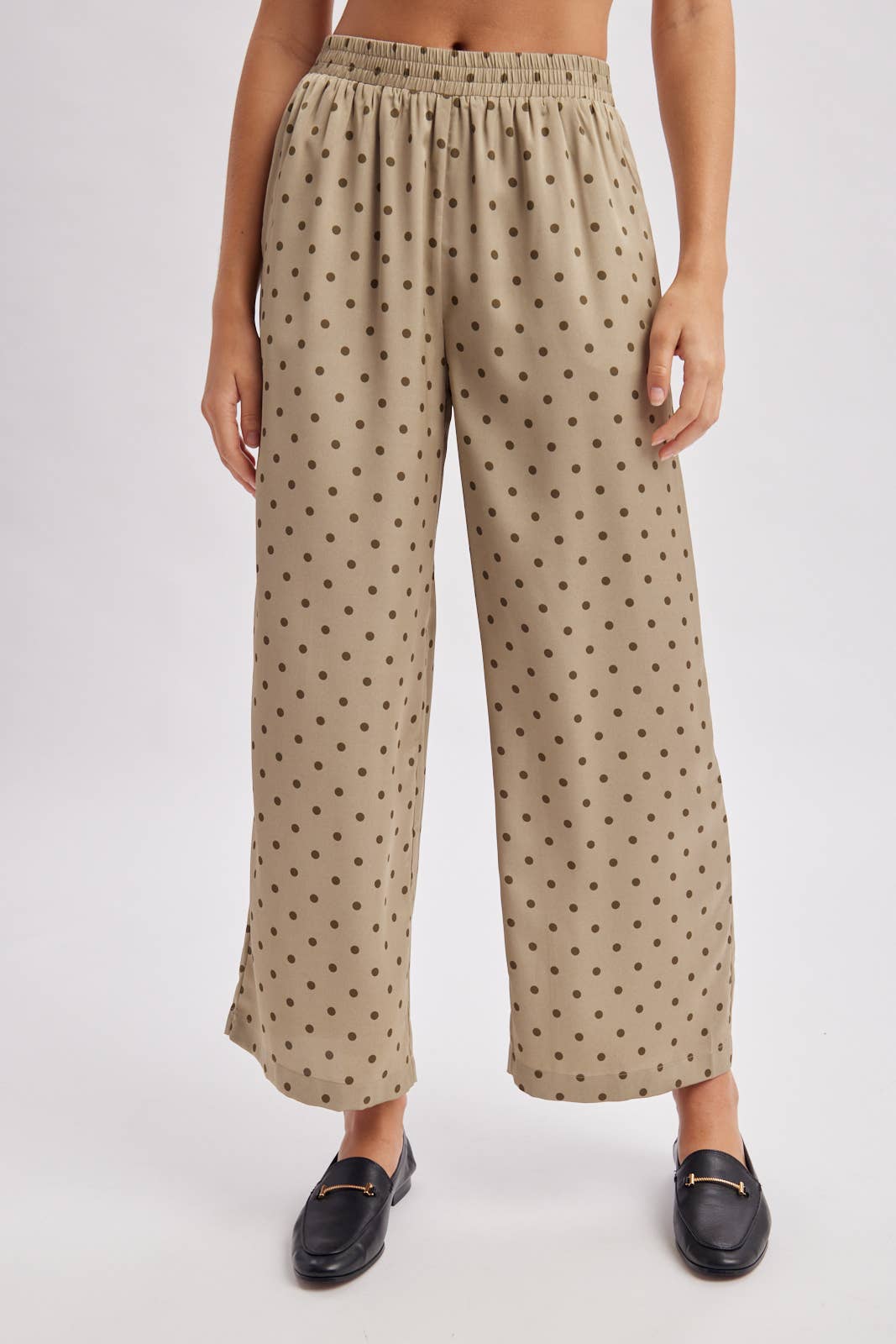 SATIN POLKA DOT WIDE LEG PANTS