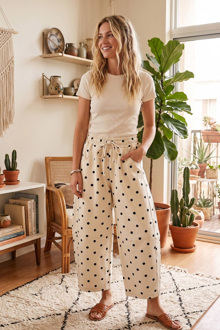 Polka Dot Heavy Scuba Barrel Lounge Pants