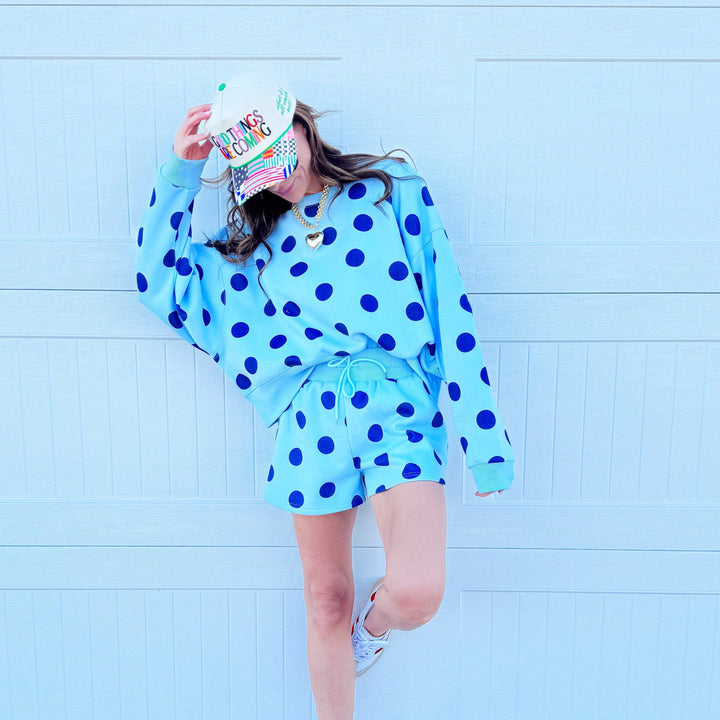 Shorts - Blue Polka Dot Short - - Cultured Cloths Apparel