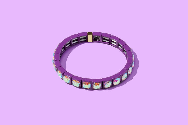 Accessories, Bracelets - Enamel Stretch Bracelet - Small Gems - Zoe - Assorted Colors - - Cultured Cloths Apparel