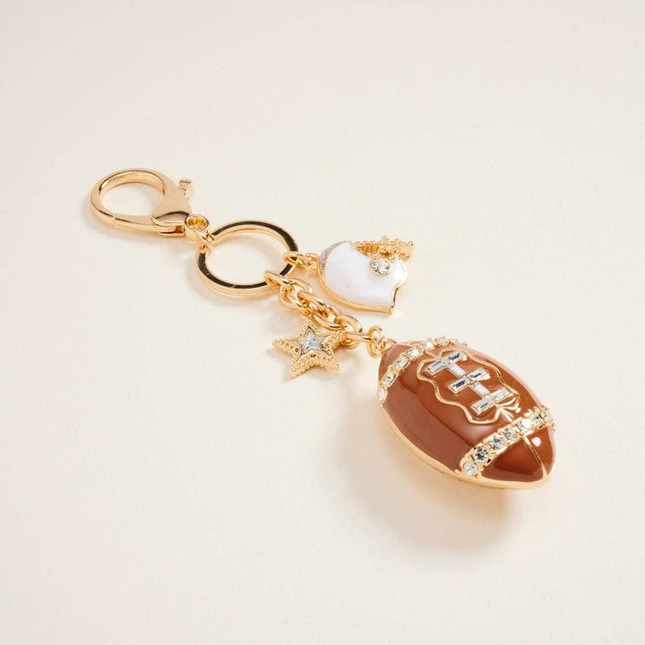 Accessories, Key Chains - 6 Inch Enamel Football Helmet Star Stone Keychain Bag Charm - - Cultured Cloths Apparel