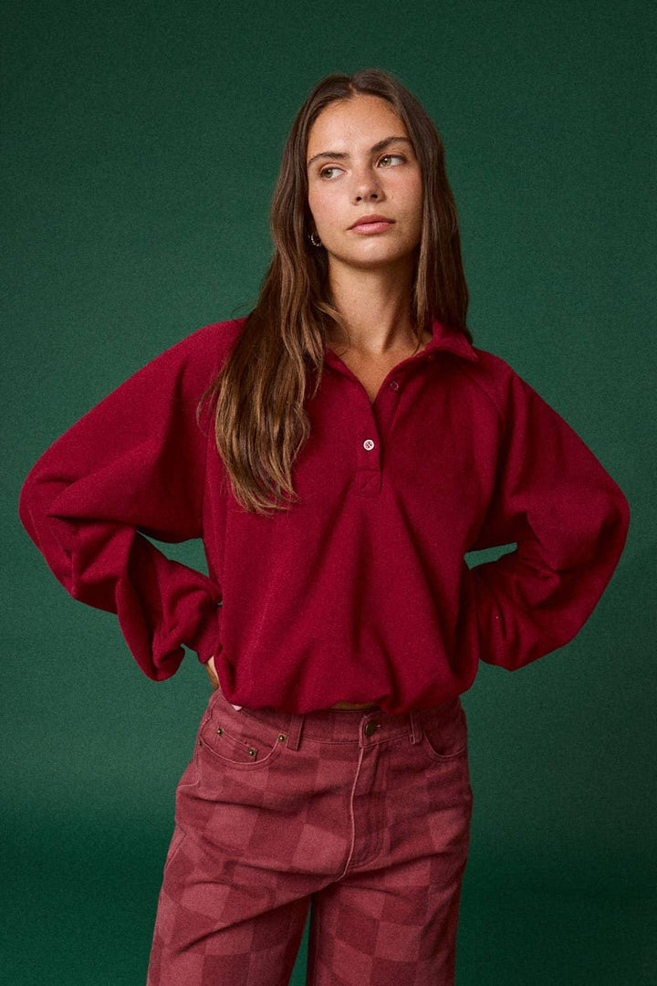 Oversized Long-Sleeve Polo