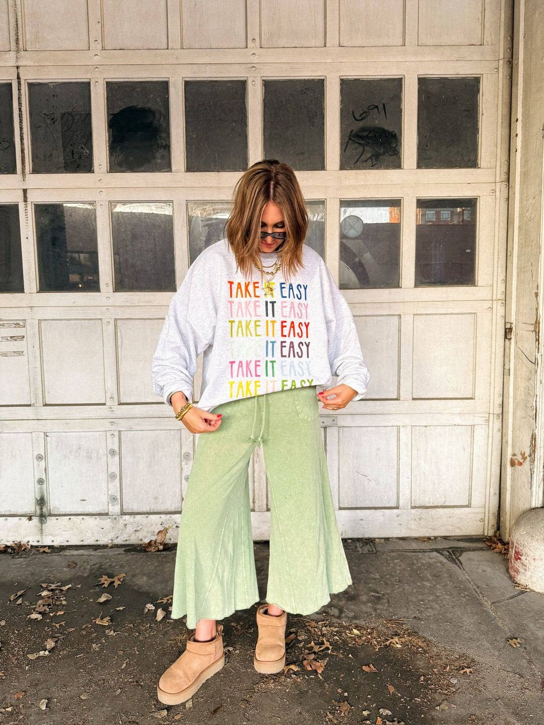 Take it easy sweatshirt - hanes / ash