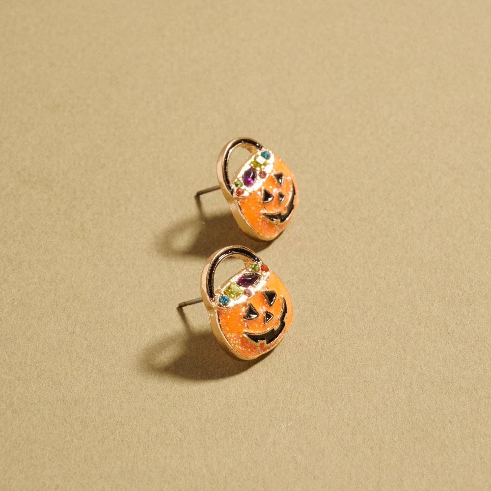 Accessories, Earrings - Pumpkin Basket Earrings with Rhinestone Jewelry - - Cultured Cloths Apparel