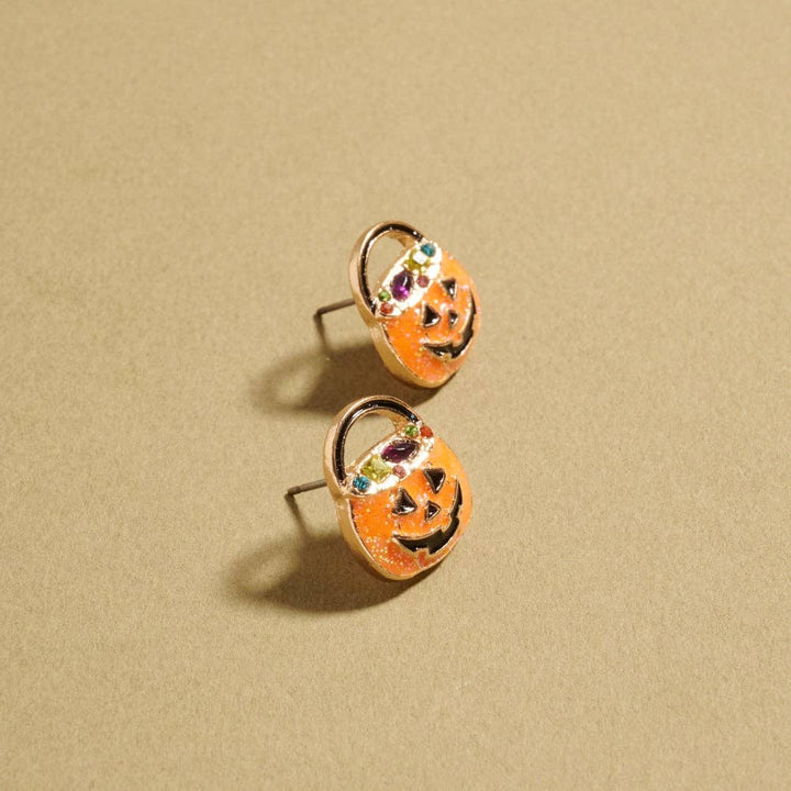 Accessories, Earrings - Pumpkin Basket Earrings with Rhinestone Jewelry - - Cultured Cloths Apparel