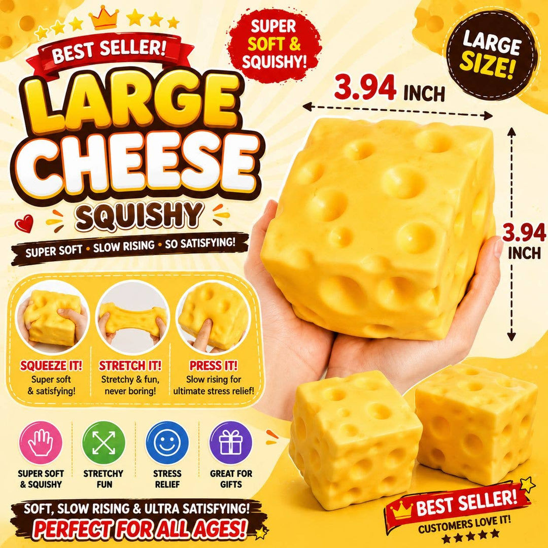 Jumbo Cheese Squishy – Extra Large Slow-Rise Stress Toy