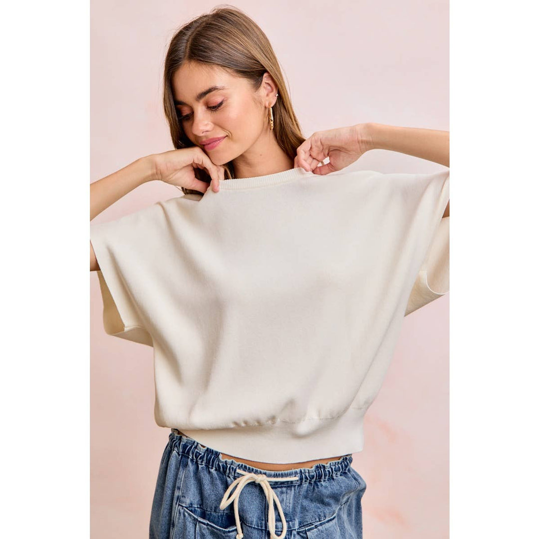 Women's Short Sleeve - SHORT DOLMAN SLEEVES LIGHTWEIGHT SOFT KNIT TOP - - Cultured Cloths Apparel