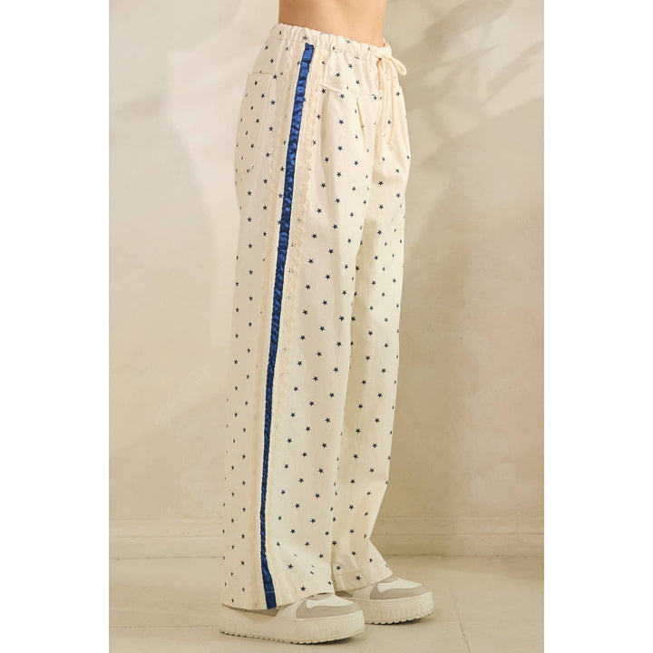 Polka Dot Pants with Satin Contrast Accents
