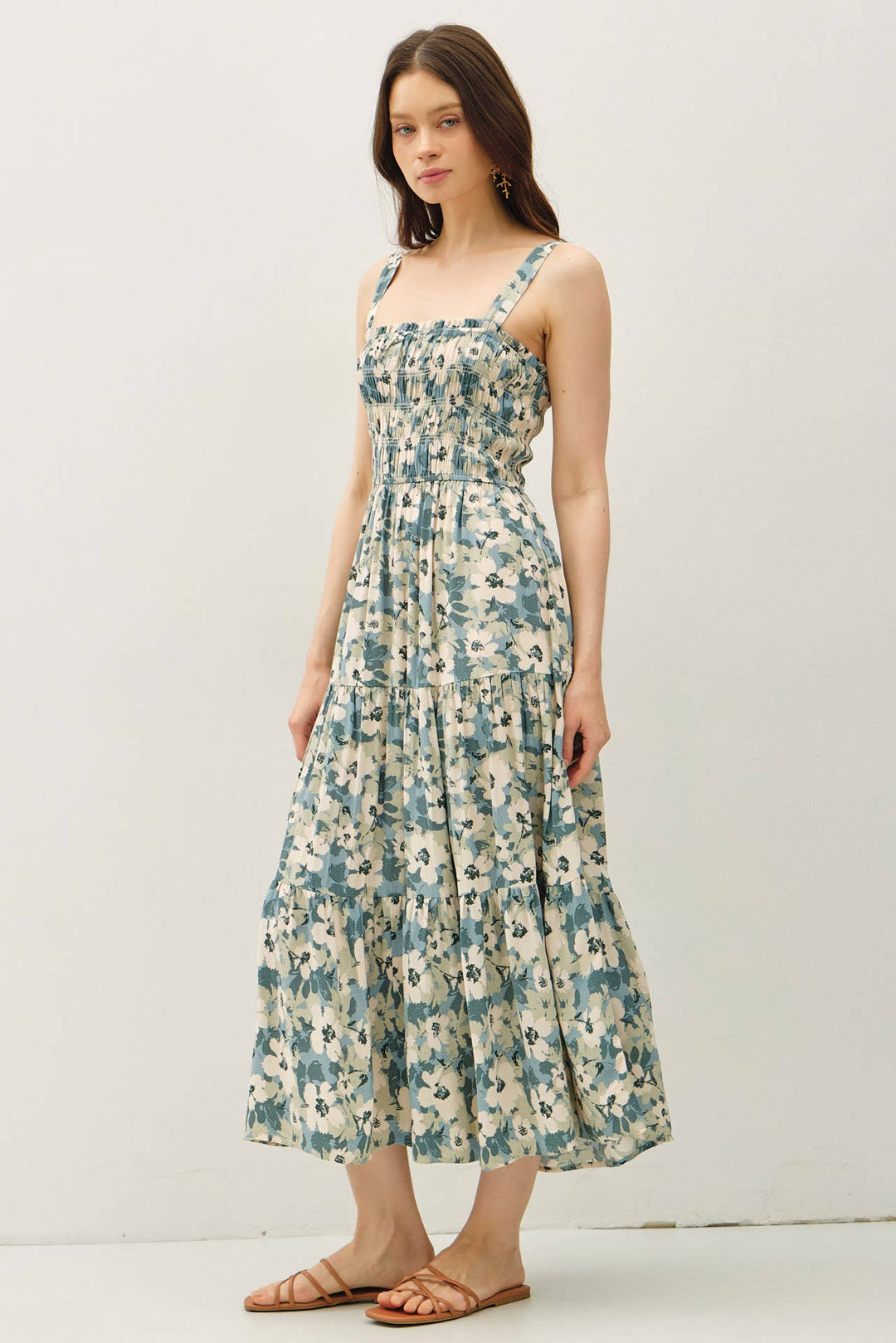 FLORAL PRINTED TIERED TANK MAXI DRESS