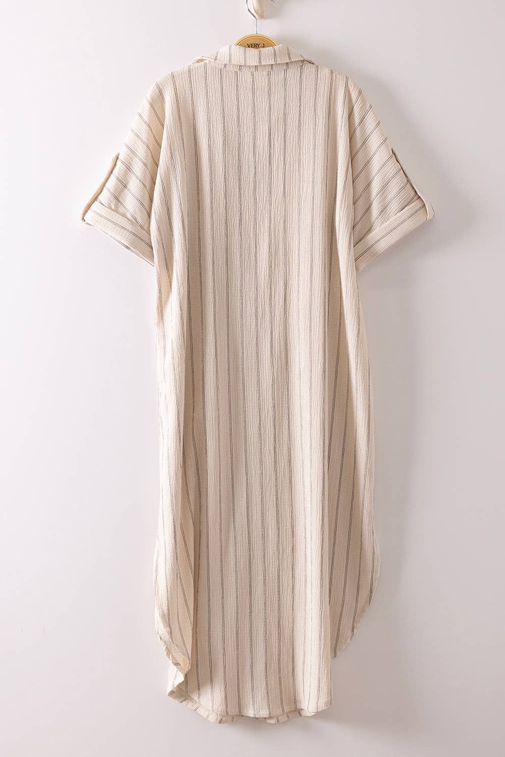 Dresses - Striped Linen Midi Button Down Shirt Dress - - Cultured Cloths Apparel