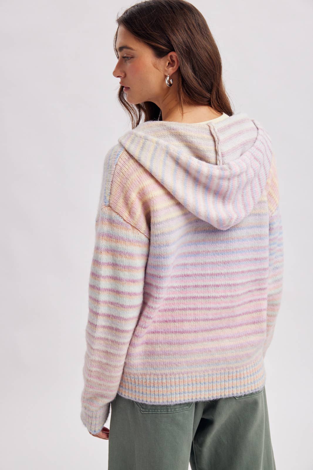MULTI STRIPE ZIP SWEATER HOODIE