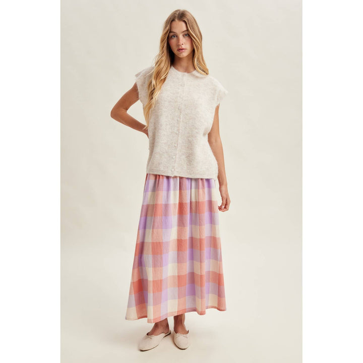 FUZZY BUTTON FRONT SWEATER VEST