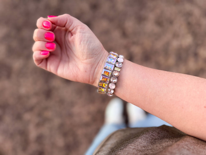 Accessories, Bracelets - Enamel Stretch Bracelet - Rectangle Gems - Estelle - Asst - - Cultured Cloths Apparel